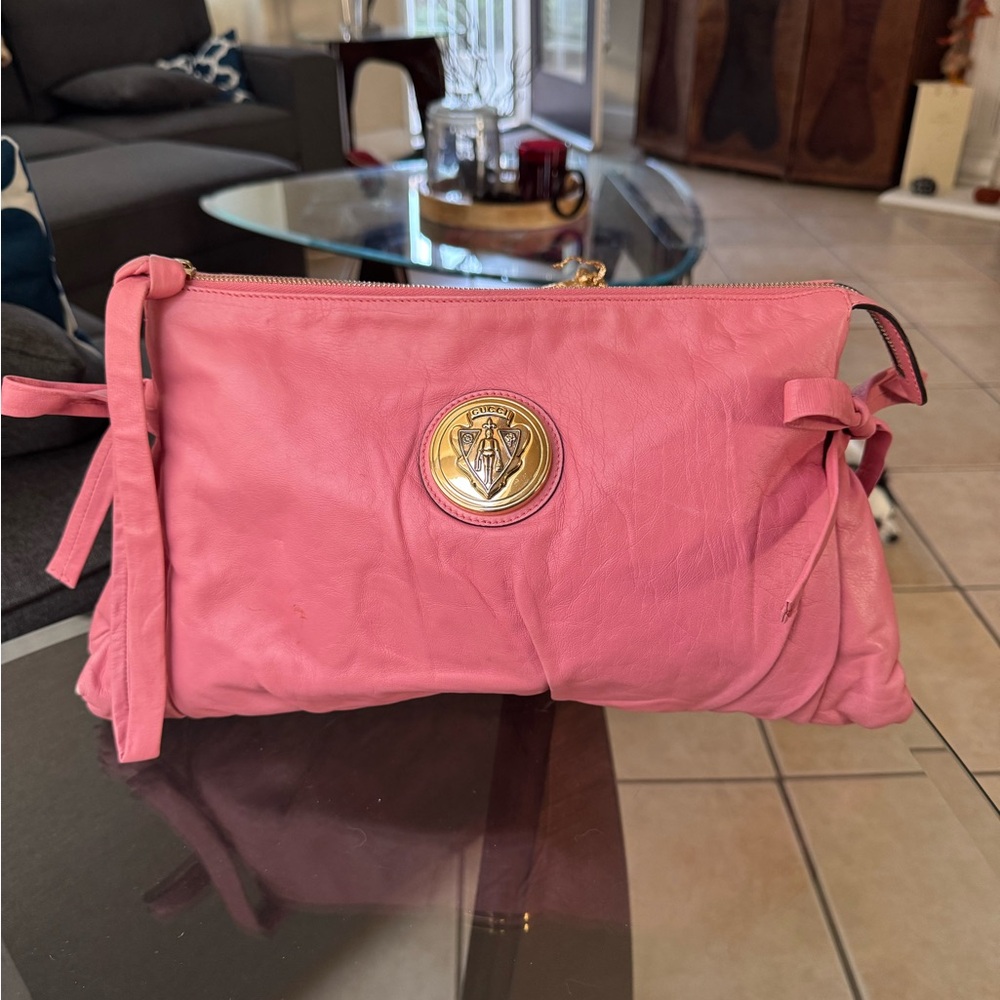 Gucci Pink Leather Hysteria Clutch